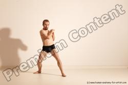 Underwear Martial art Man White Moving poses Slim Short Blond Dynamic poses Academic